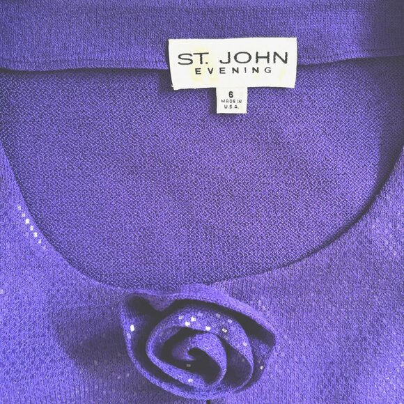 St. John Evening 2-Piece Sparkling Purple Dress & Jacket Set– Size 6 - Picture 8 of 8